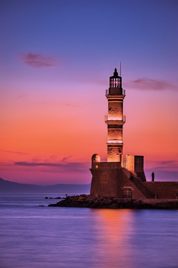 Lighthouse near Sea Pink Sunset Scenery View Home Decor Premium Quality Poster Print Choose Your Sizes