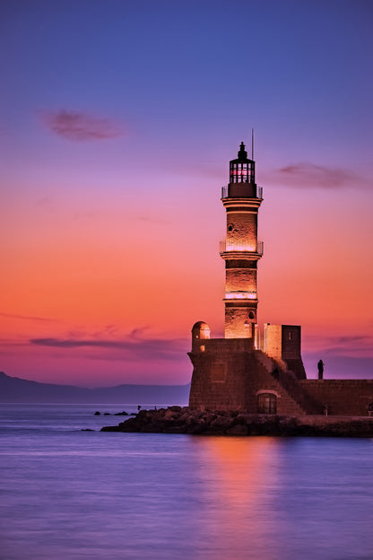 Lighthouse near Sea Pink Sunset Scenery View Home Decor Premium Quality Poster Print Choose Your Sizes