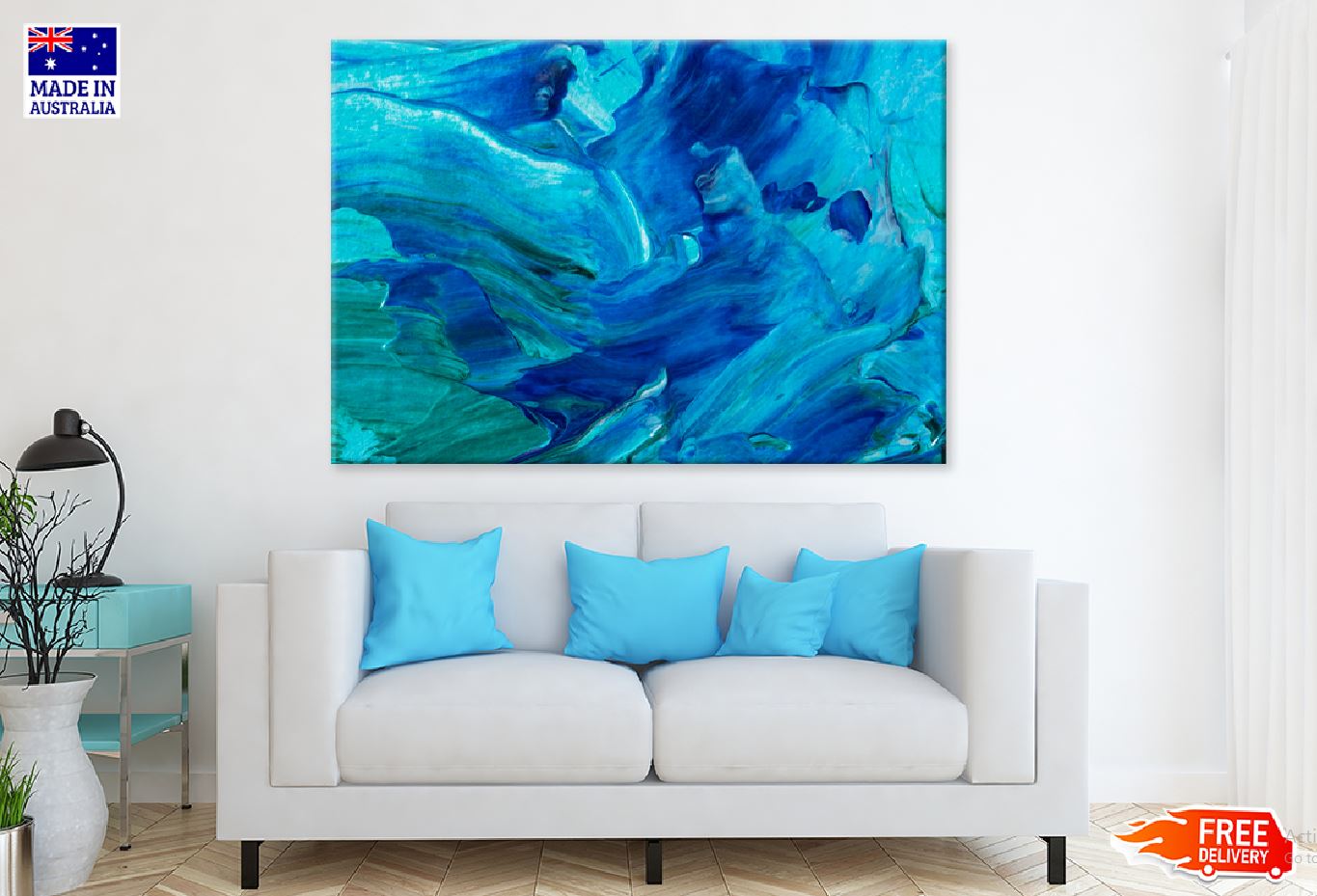 Blue Waves Abstract Design Print 100% Australian Made