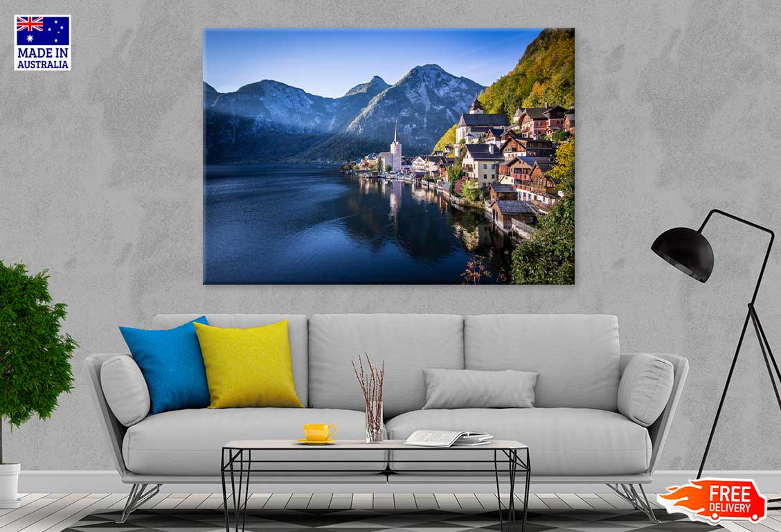 Village of Hallstatt & Lake Scenery View Photograph Print 100% Australian Made