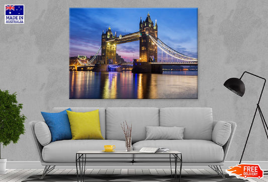 Tower Bridge Night View London Uk Print 100% Australian Made