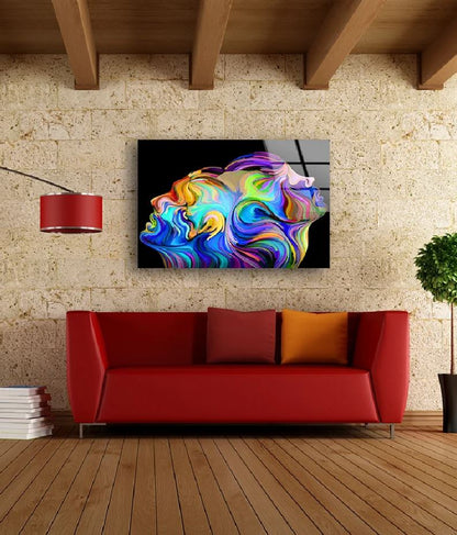 Colorful Faces Abstract Fractal Design Acrylic Glass Print Tempered Glass Wall Art 100% Made in Australia Ready to Hang