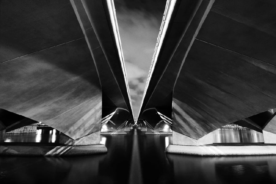 Esplanade Bridge Marina Bay B&W Photograph Print 100% Australian Made