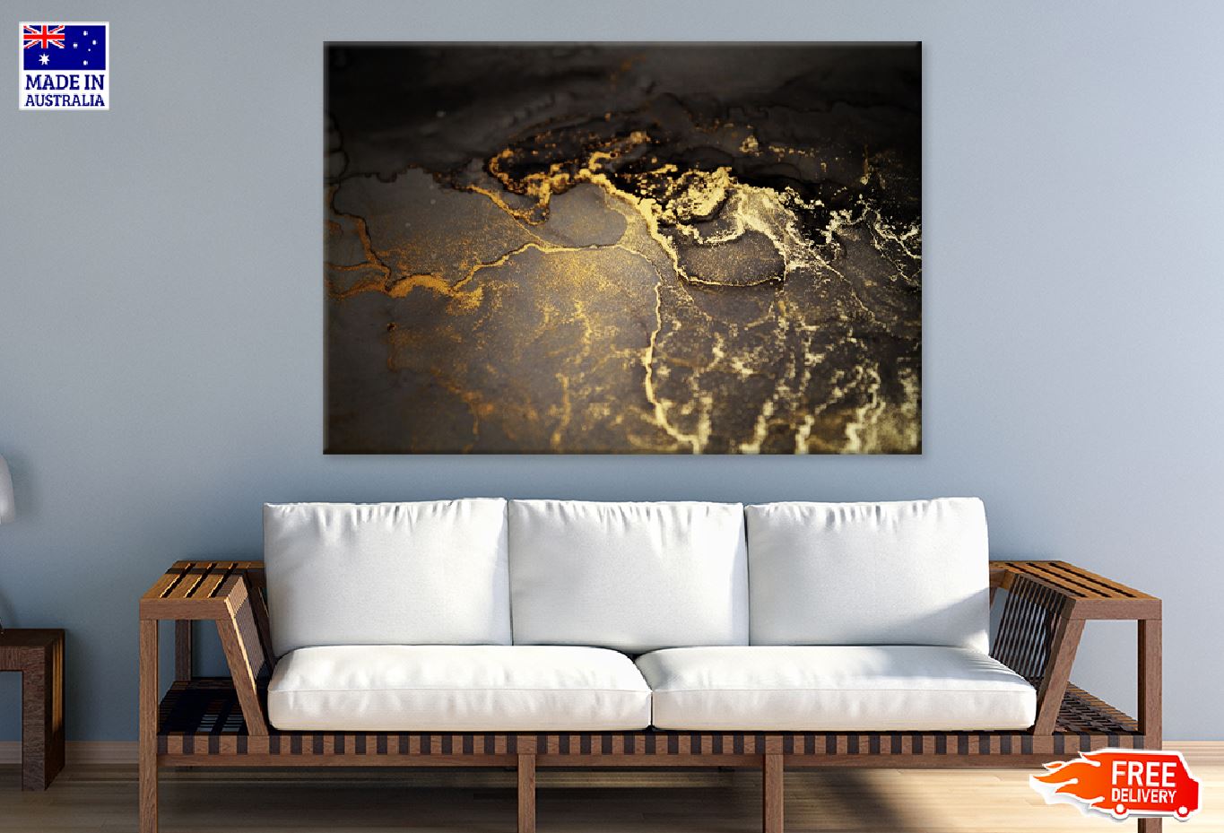 Brown & Gold Marble Abstract Design Print 100% Australian Made