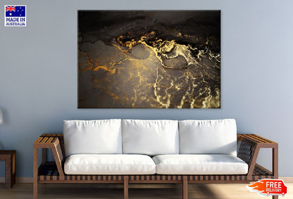 Brown & Gold Marble Abstract Design Print 100% Australian Made