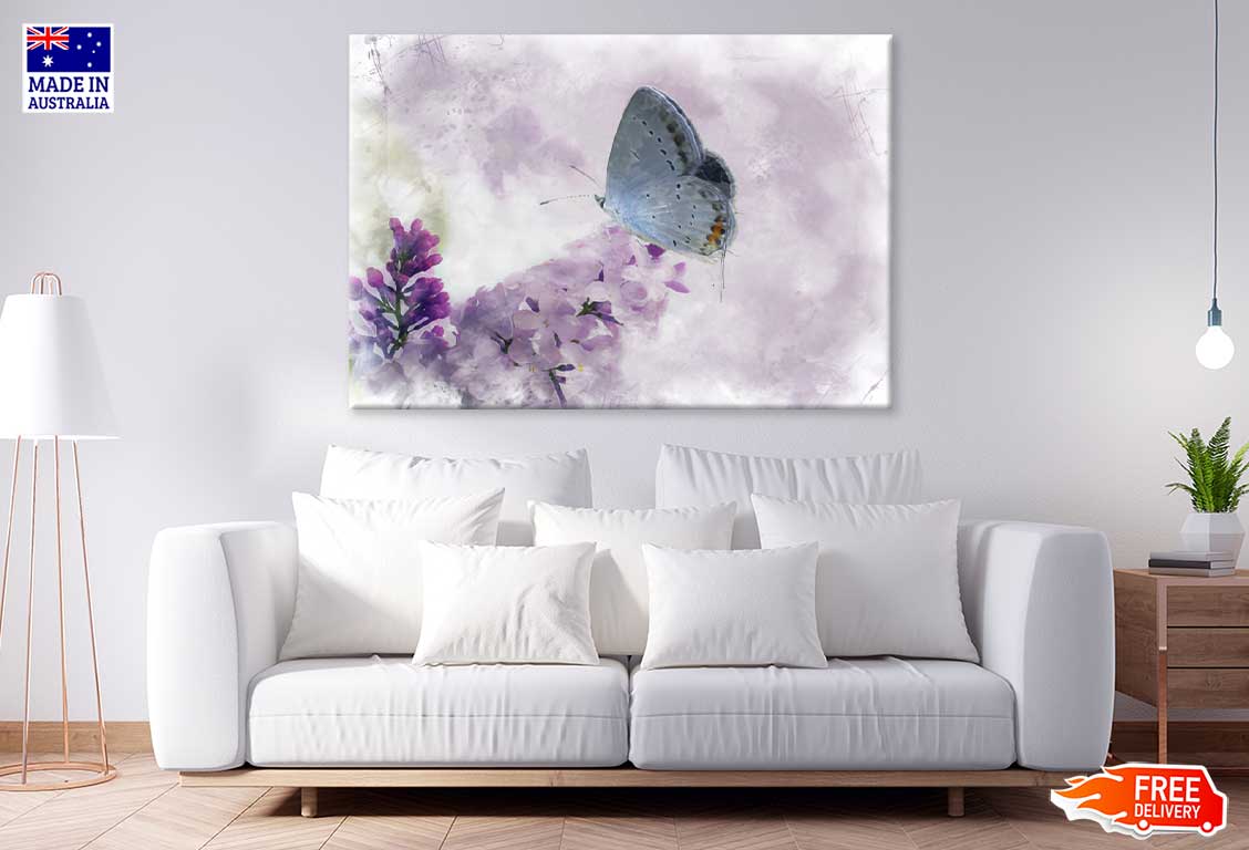 Butterfly on Flower Watercolor Painting Print 100% Australian Made