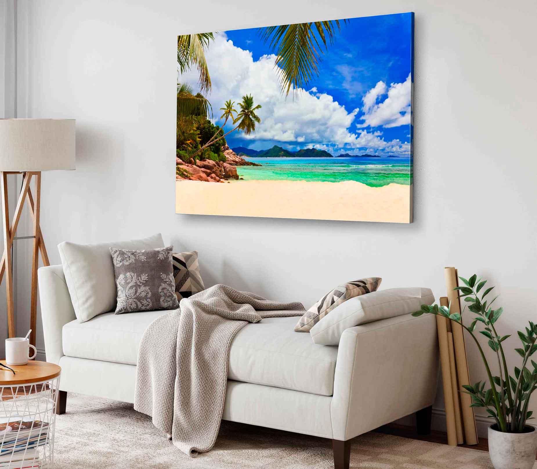 Bella Home Palms on Tropical Beach & Sky Print Canvas Ready to hang