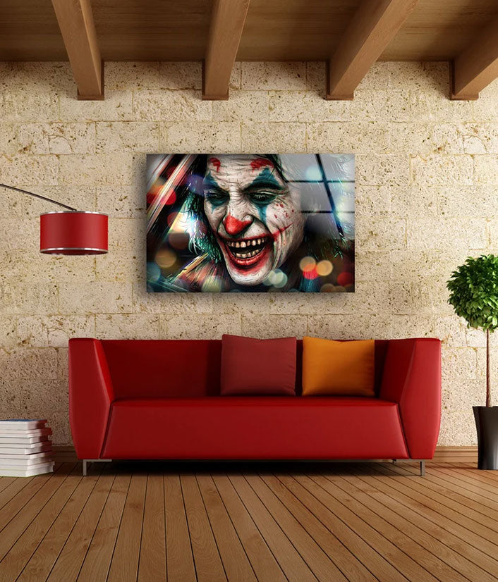 Joker Face Closeup Photograph Acrylic Glass Print Tempered Glass Wall Art 100% Made in Australia Ready to Hang