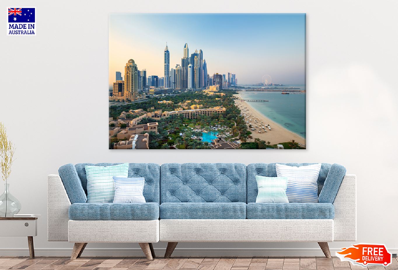 Dubai City Skyline & Jumeirah Sea View Photograph Print 100% Australian Made