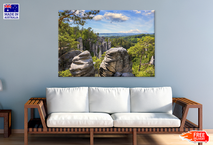 Mountain Rocks & Forest Sky View Print 100% Australian Made