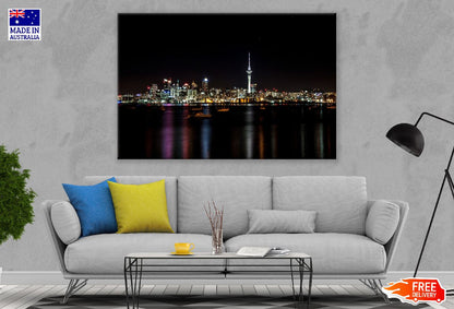 Auckland City Landscape Skyine at Night Photograph Print 100% Australian Made