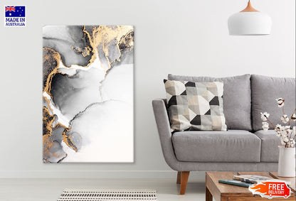 Black Grey & Gold Ink Abstract Design Print 100% Australian Made