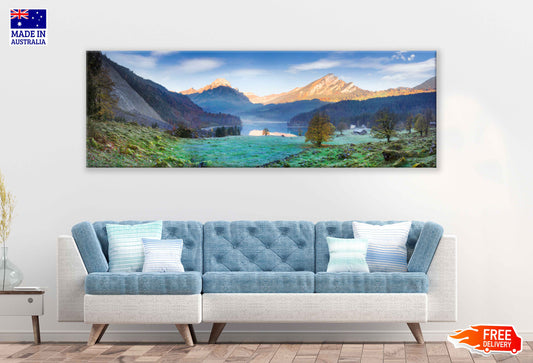 Panoramic Canvas Clear Lake & Forest Photograph High Quality 100% Australian Made Wall Canvas Print Ready to Hang