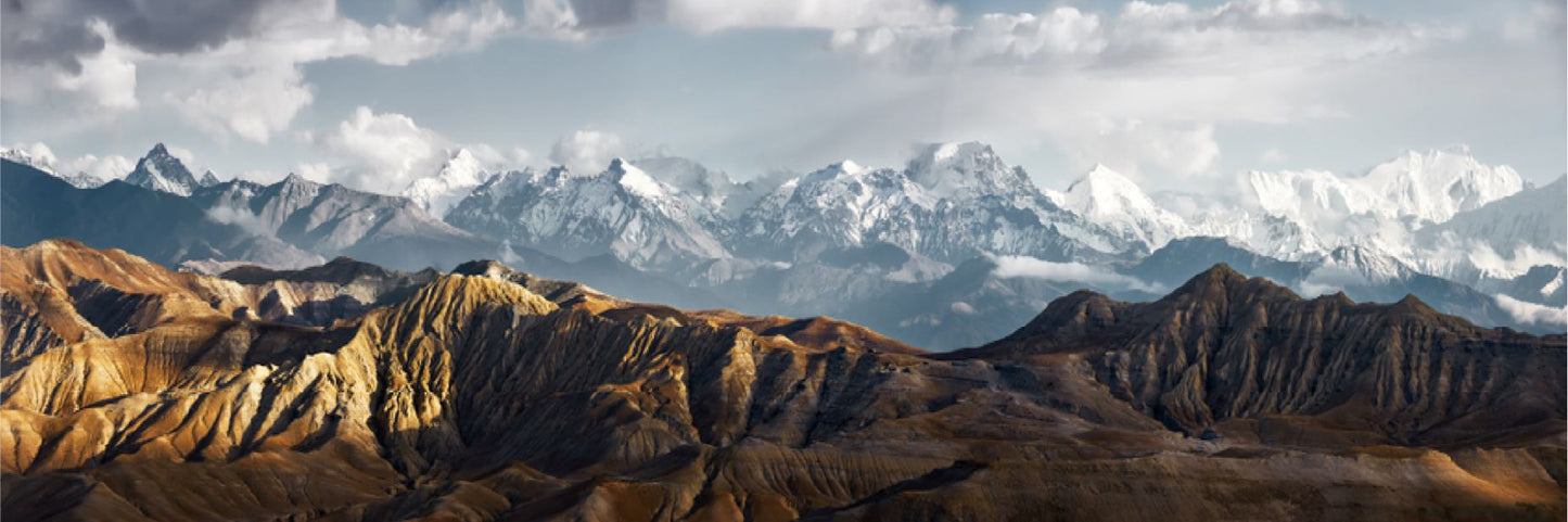 Panoramic Canvas Snow Mountains View Photograph Nepal High Quality 100% Australian Made Wall Canvas Print Ready to Hang