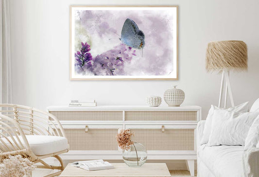 Butterfly on Flower Watercolor Painting Home Decor Premium Quality Poster Print Choose Your Sizes