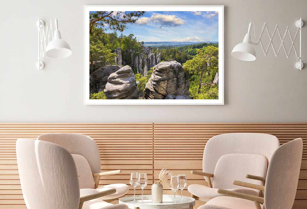 Mountain Rocks & Forest Sky View Photograph Home Decor Premium Quality Poster Print Choose Your Sizes
