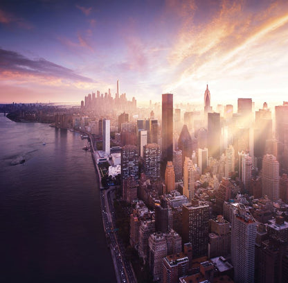 Square Canvas Sunset Over Manhattan City View Photograph High Quality Print 100% Australian Made