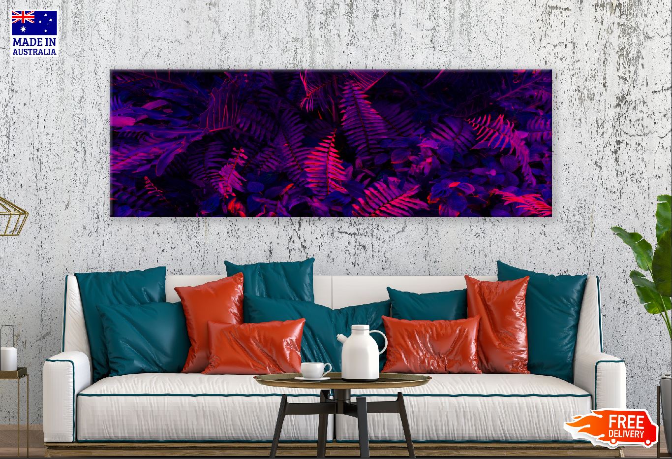 Panoramic Canvas Tropical Purple Leaves Photograph High Quality 100% Australian Made Wall Canvas Print Ready to Hang