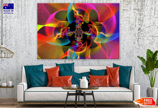 Pink Blue Red & Yellow Digital Abstract Design Print 100% Australian Made