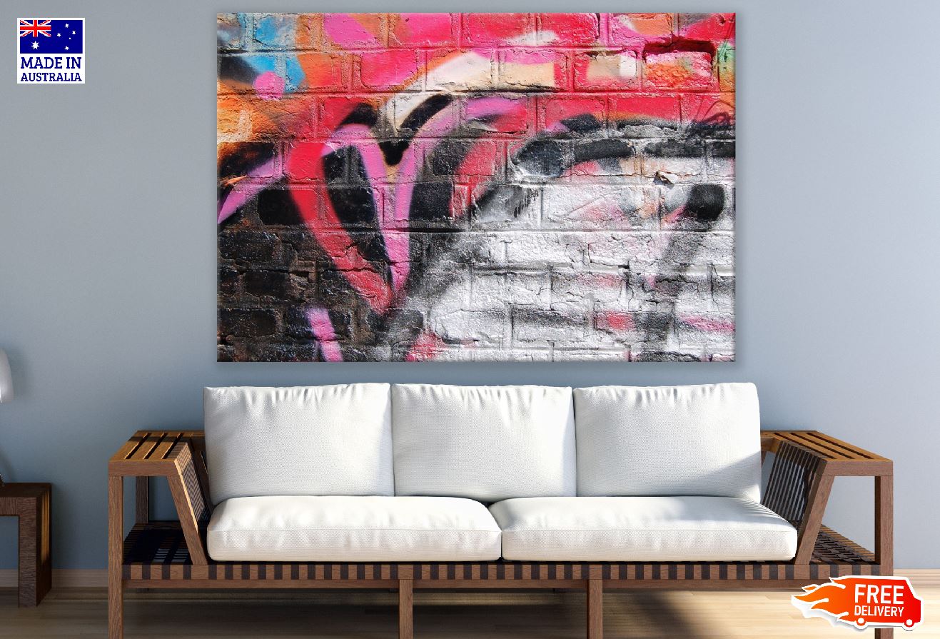 Black Red & Pink Paint Abstract Design Print 100% Australian Made
