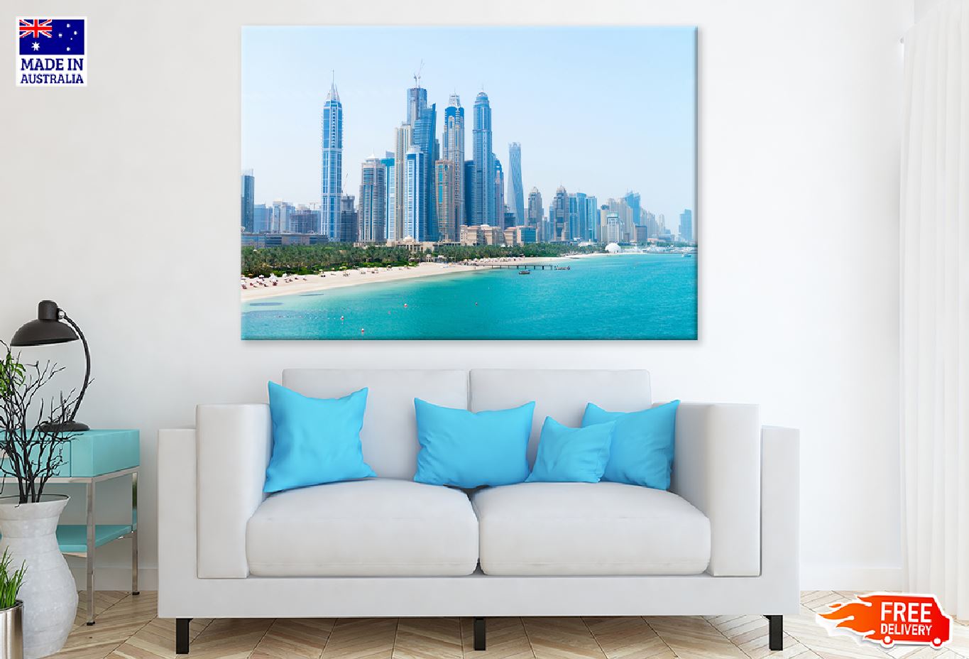 Dubai Cityscape with Jumeirah Sea Photograph Print 100% Australian Made