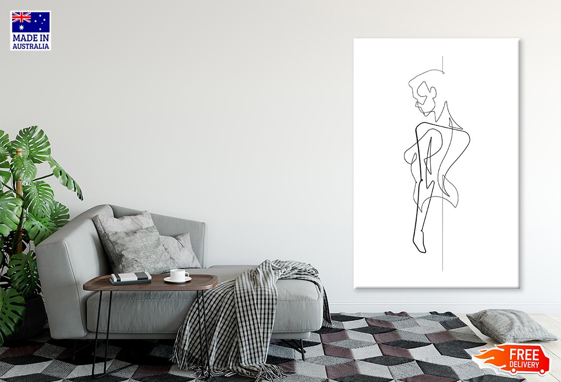 Girl Abstract B&W Line Art Print 100% Australian Made