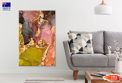 Gold Pink & Black Marble Texture Abstract Design Print 100% Australian Made
