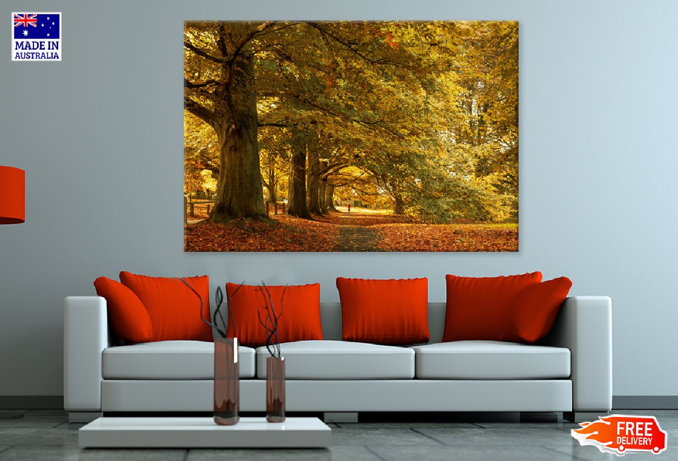 Yellow Autumn Trees Park Scenery View Photograph Print 100% Australian Made