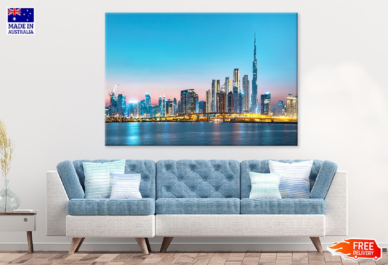 Dubai City Skyline View From Sea Photograph Print 100% Australian Made