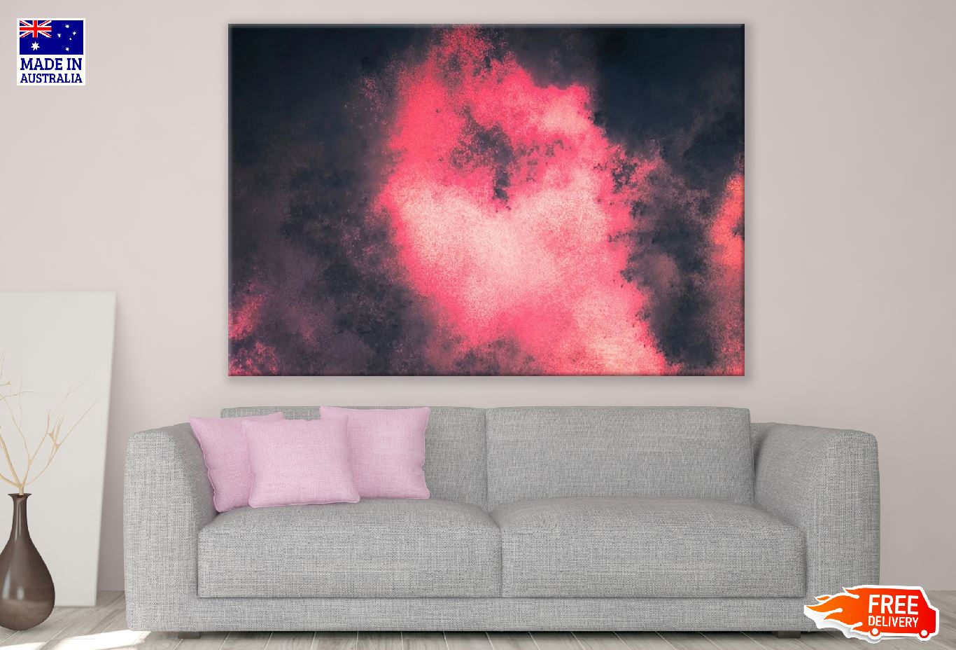 Pink & Black Smoke Abstract Design Print 100% Australian Made