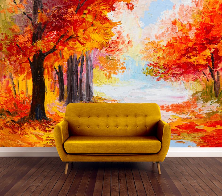 Wallpaper Murals Peel and Stick Removable Colorful Forest Watercolor Painting High Quality