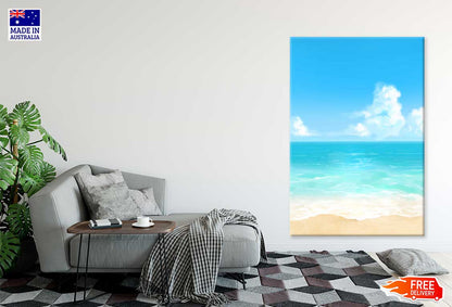 Blue Sandy Seashore Vector Art Print 100% Australian Made