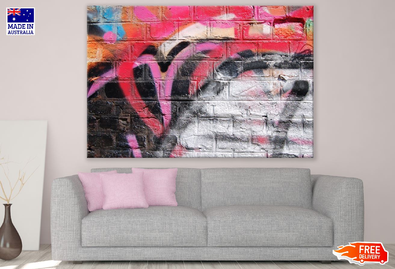 Black Red & Pink Paint Abstract Design Print 100% Australian Made