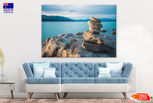 Rocks Stacked Sea View Photograph Print 100% Australian Made