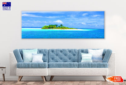 Panoramic Canvas Maldives Island & Sea View Photograph High Quality 100% Australian Made Wall Canvas Print Ready to Hang