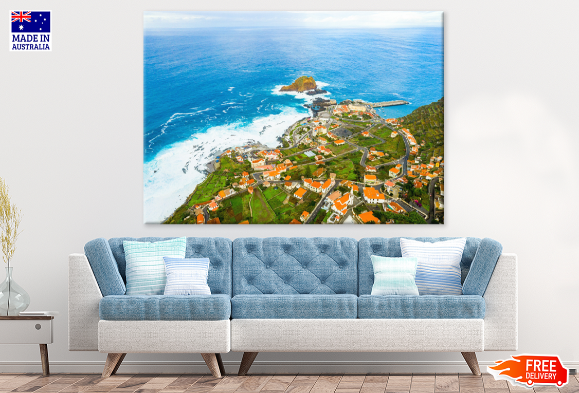 City & Rock On Sea Aerial View Photograph Print 100% Australian Made