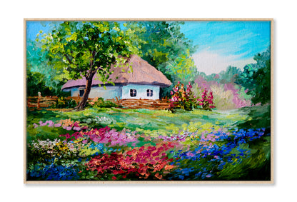 House In The Village Oil Painting Wall Art Limited Edition High Quality Print Canvas Box Framed Natural