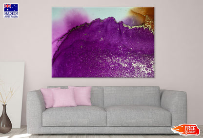 Purple & Gold Fluid Abstract Design Print 100% Australian Made