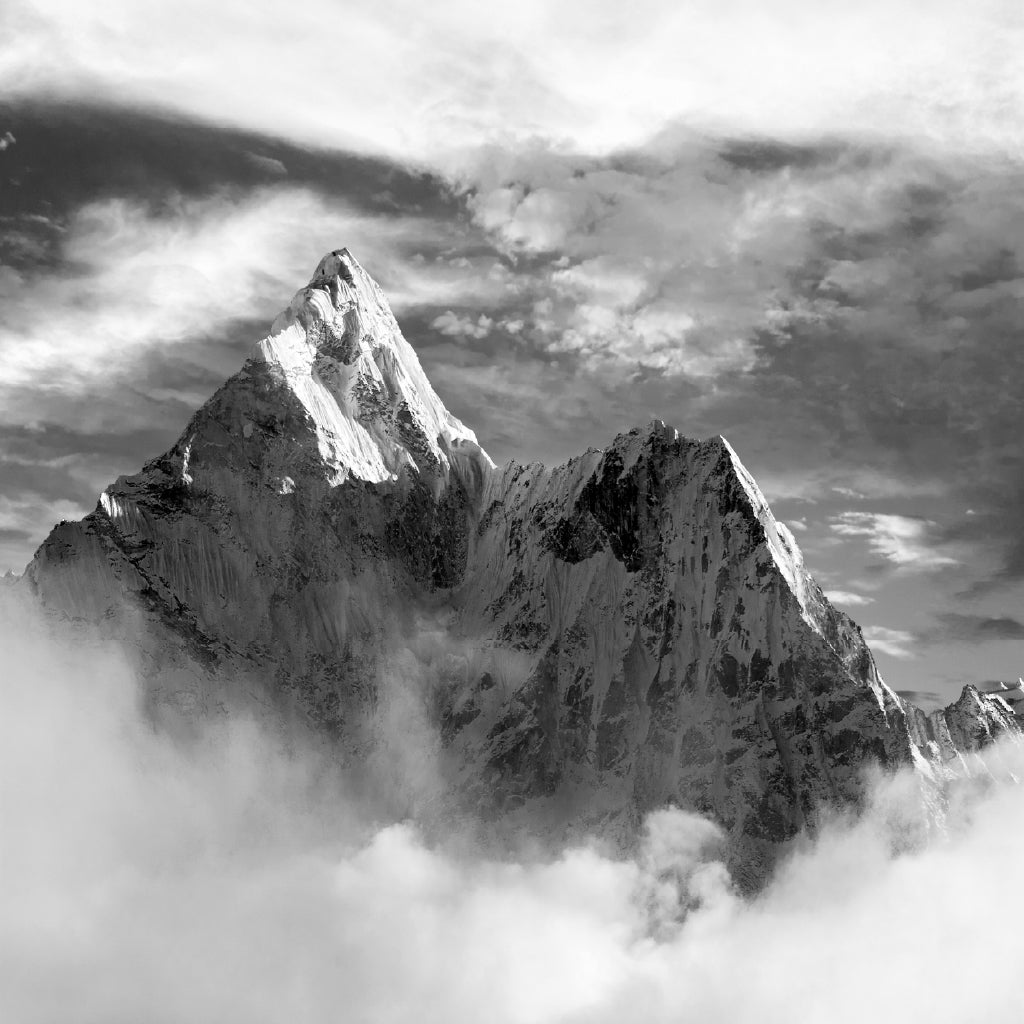 Square Canvas Everest Mountain B&W View Photograph Nepal High Quality Print 100% Australian Made