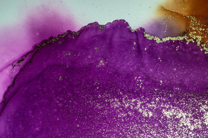 Purple & Gold Fluid Abstract Design Print 100% Australian Made