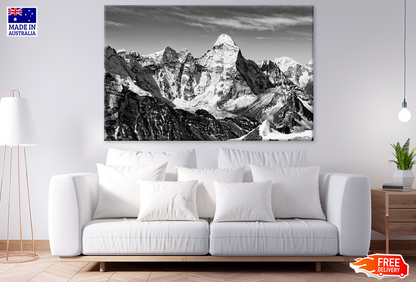 B&W Rock Mountaon & Sky View Photograph Print 100% Australian Made