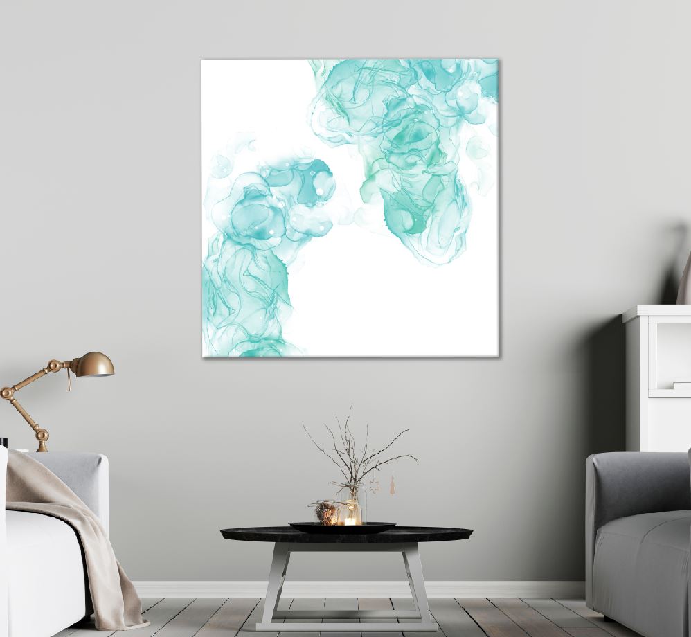 Square Canvas Blue Green Smoke Abstract Design High Quality Print 100% Australian Made