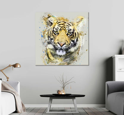 Square Canvas Tiger Portrait Digital Art High Quality Print 100% Australian Made