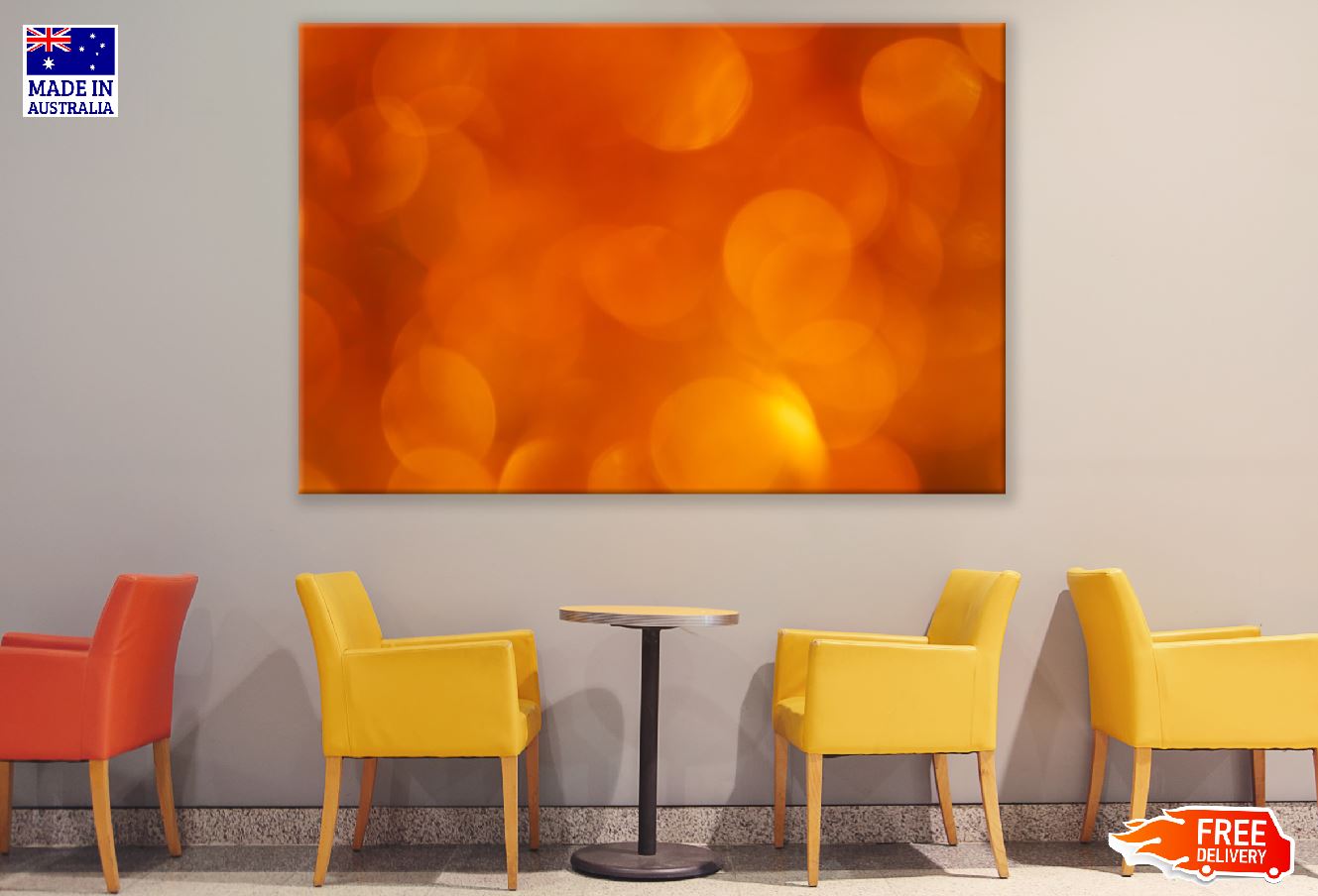 Orange Circles & Red Abstract Design Print 100% Australian Made