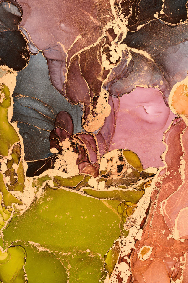 Gold Pink & Black Marble Texture Abstract Design Print 100% Australian Made