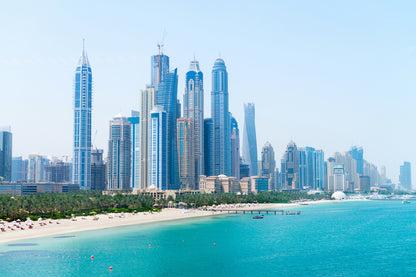 Dubai Cityscape with Jumeirah Sea Photograph Print 100% Australian Made