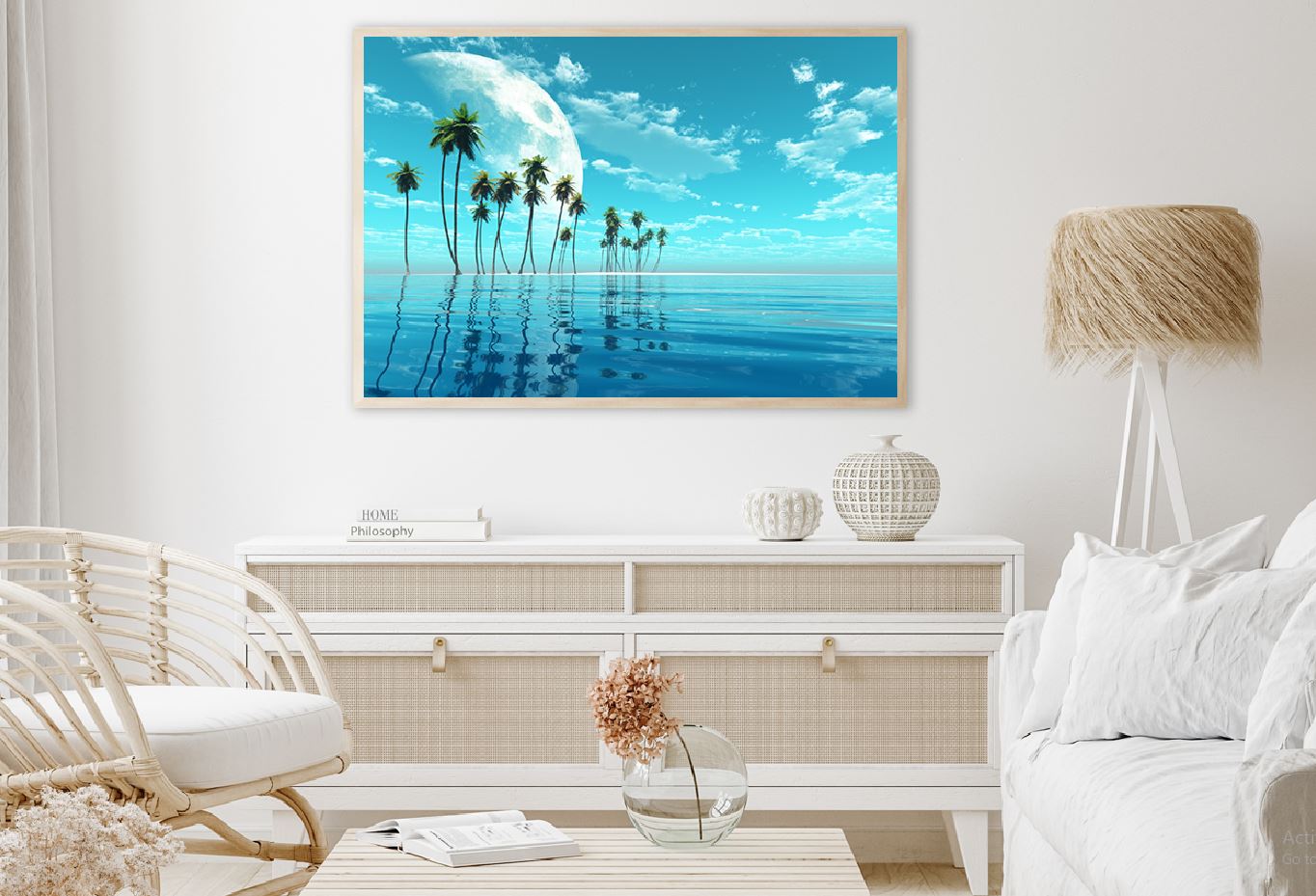 Coconut Island Under Moon & Sea View Photograph Home Decor Premium Quality Poster Print Choose Your Sizes