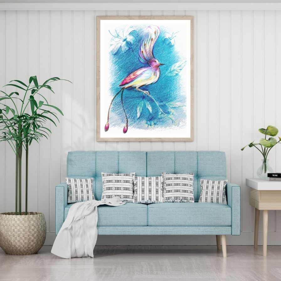 Colorful Bird Watercolor Painting Home Decor Premium Quality Poster Print Choose Your Sizes