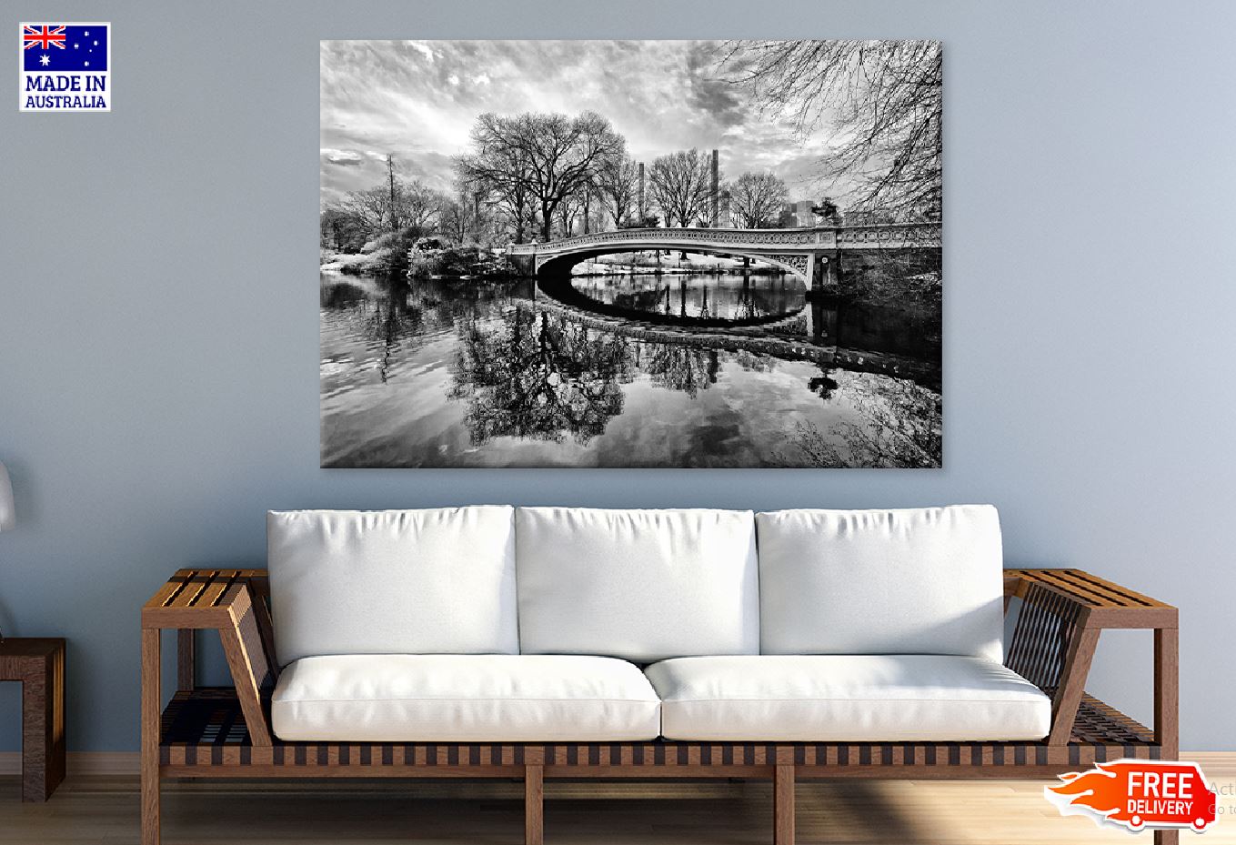 Bow Bridge Central Park B&W View Print 100% Australian Made