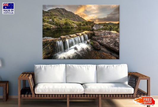Waterfall Forested Hills Aerial View Photograph Print 100% Australian Made
